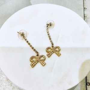 {CUTE}❤️ Betsey Johnson Bow Crystal Long Earrings
